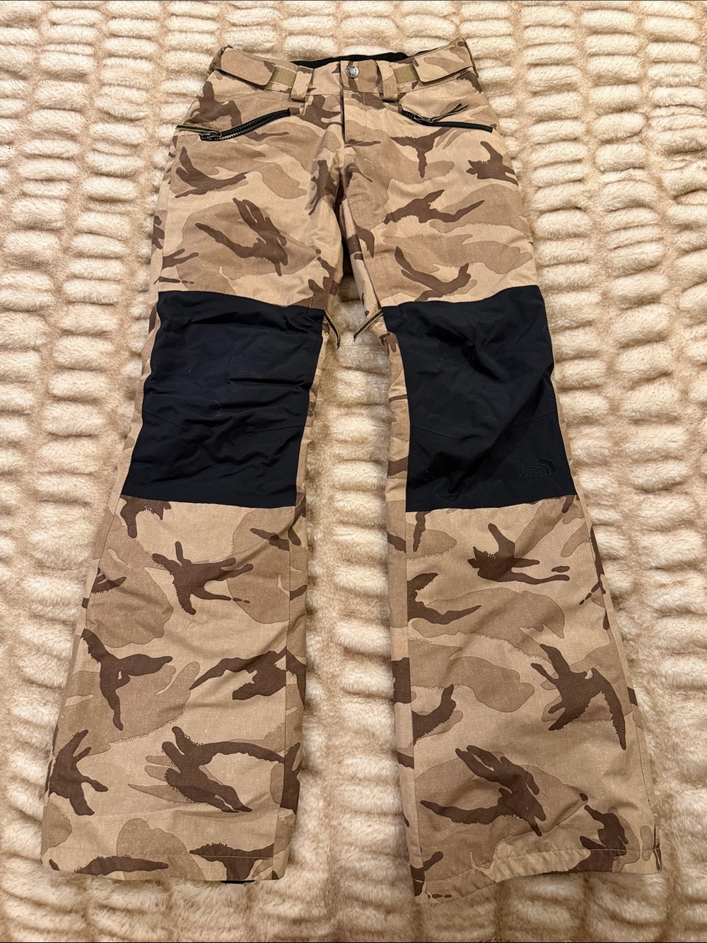 The North Face Tan Camo Cargo Pants with Black Knee Panels